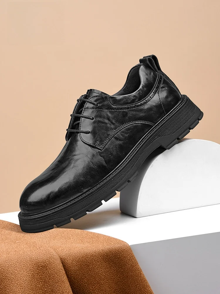 

Septwolves Men's Ox oes Busin Formal Briti Sle Increased Height Leather oes round Toe Low Heel Rubber Outsole