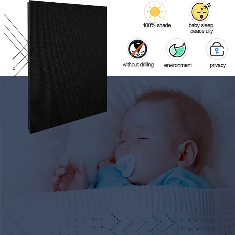 meter Adjustable UV Block Temporary Curtain Bedroom Thermal Insulated Curtain Window Shade Travel Window Cover Blackout Blind
