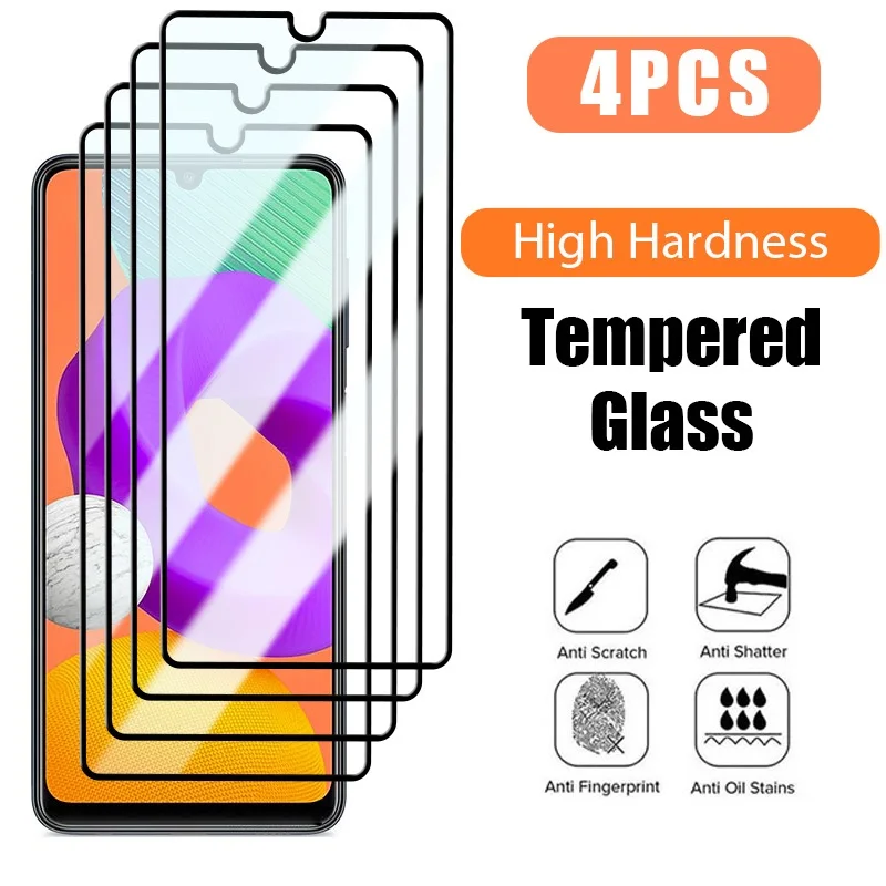 4PCS Full Cover Protective Glass for Samsung A73 A53 A33 A23 A13 5G A04S A03S Screen Protector for Samsung S20 S21 FE 5G M21 M31