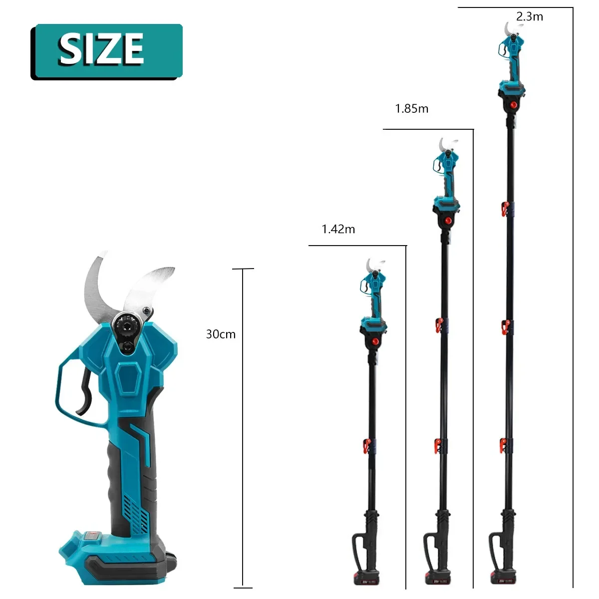 4 เกียร์ไร้สายไร้สายไฟฟ้ากรรไกร EXTENSION POLE Pruner กรรไกรตัดแต่งกิ่งที่มีประสิทธิภาพผลไม้ต้นไม้บอนไซตัดแต่งกิ่งสาขา