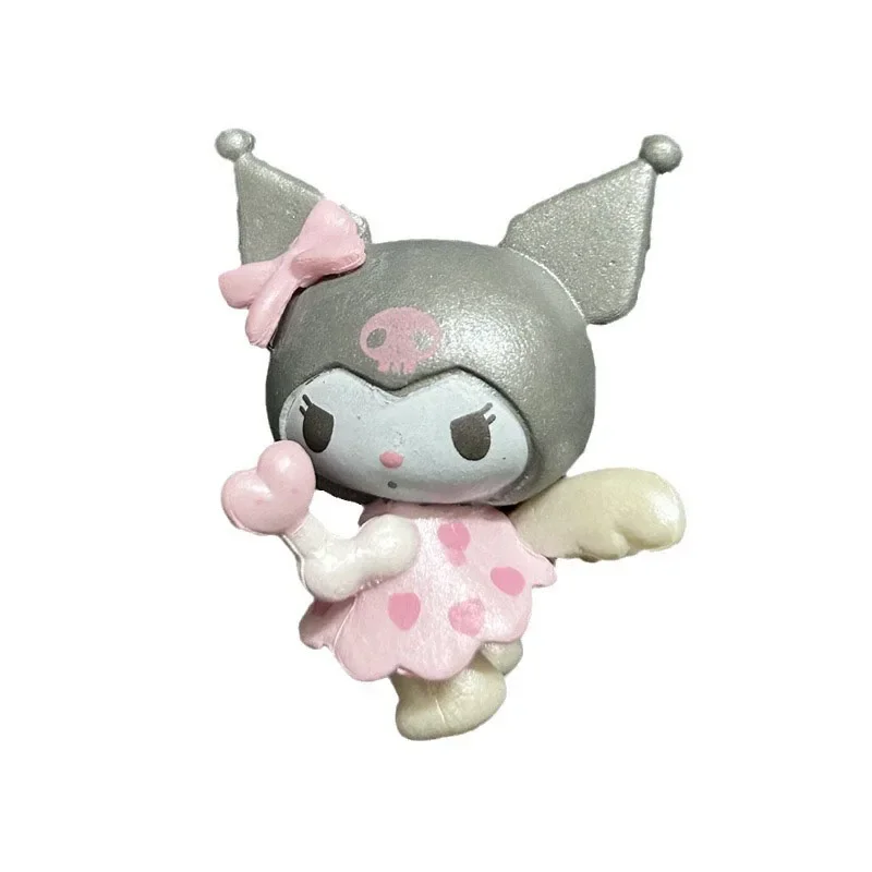 Figurine Hello Kitty Angel 4Cm, Sanrio Melody Kuromi, poupée Anime Cinnamoroll, décoration de gâteau Kawaii, cadeaux de noël pour enfants