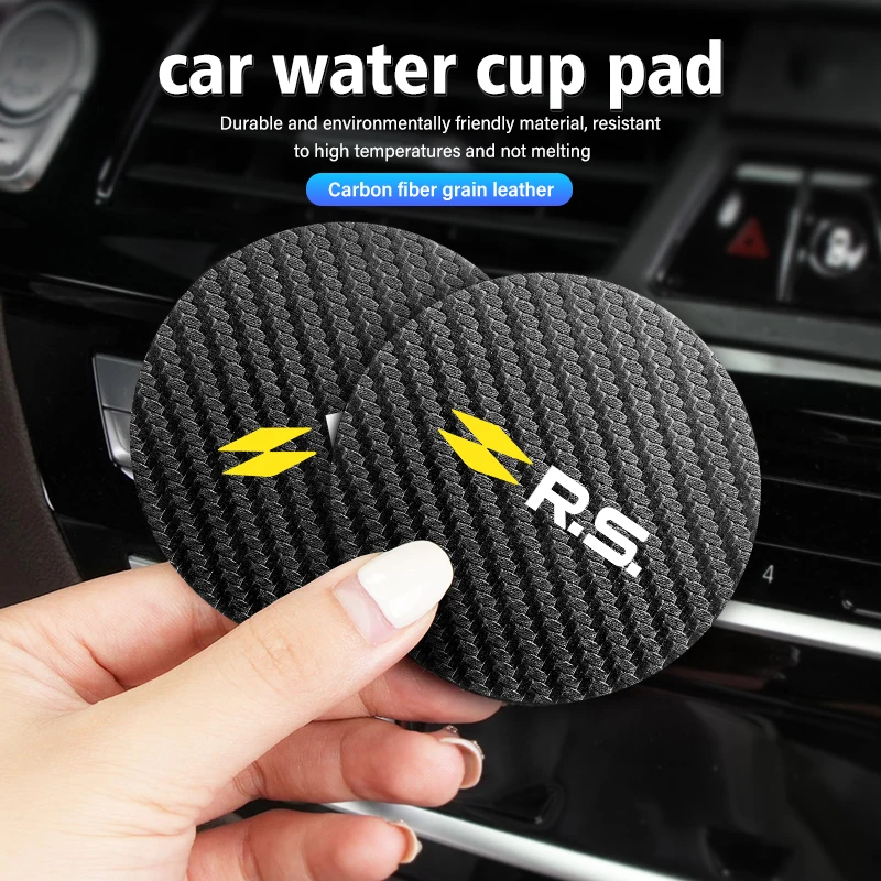 2pcs Car Water Cup Holder Mat Anti Slip Insert Coasters Pads For Renaul Arkana Captur Twingo Talisman RS Line Logan Duster