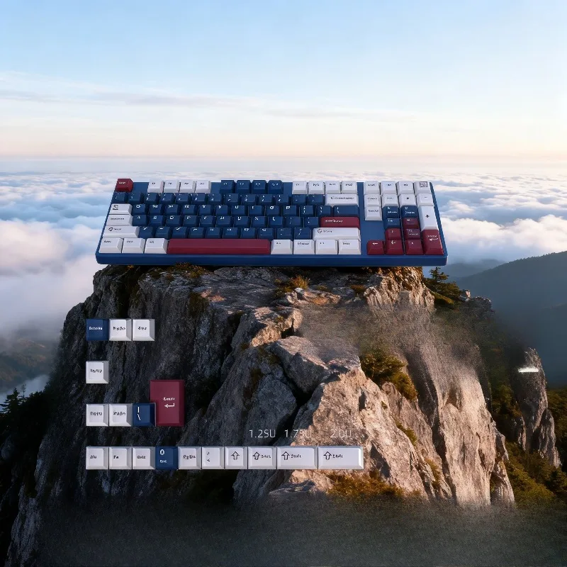 

Blue Keycaps PBT Cherry Profile Key Cap Minimalist Style for Gamers DIY Mechanical Keyboard Gifts for Boys Girls Couples Friends