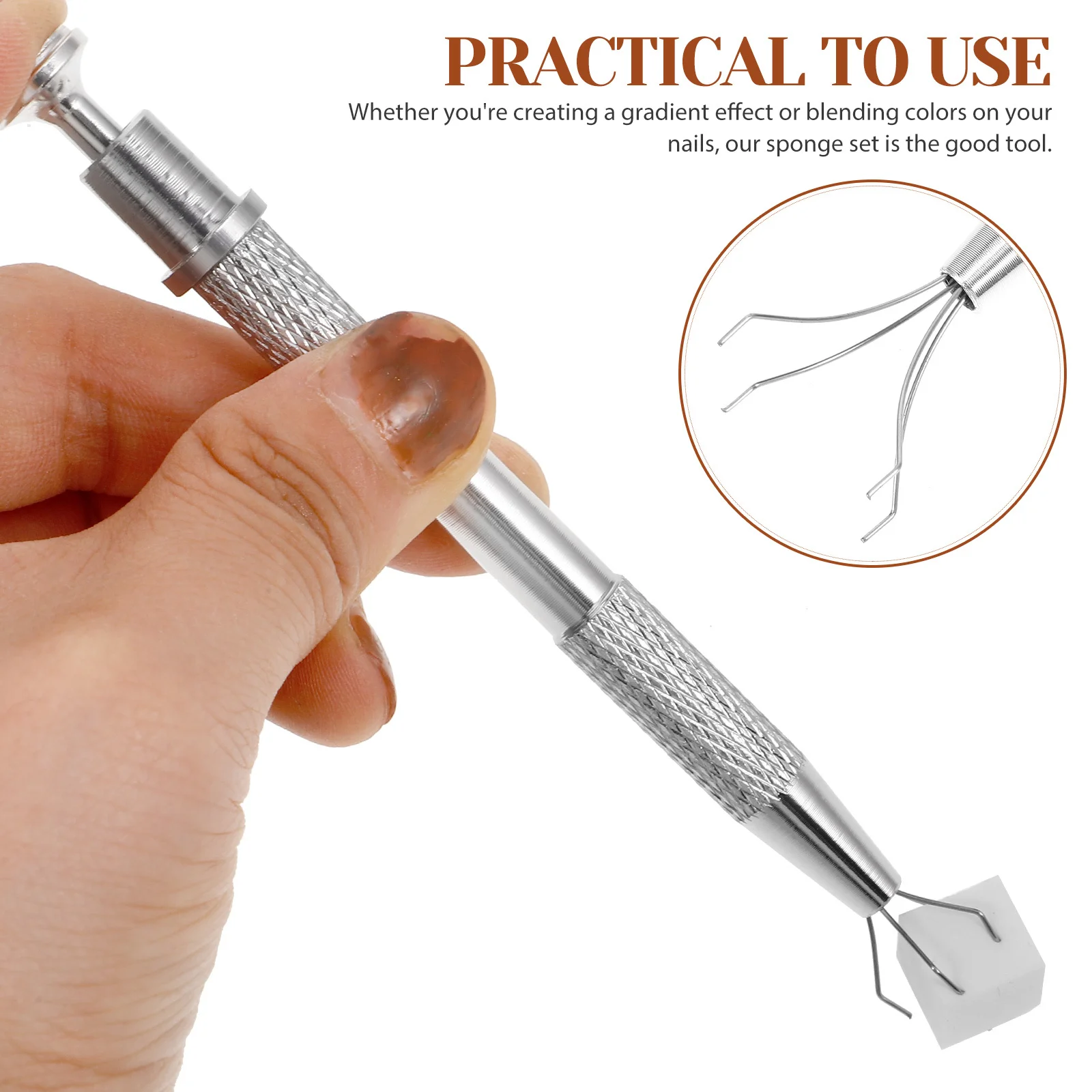 1 Juego de esponjas artísticas, herramientas de manicura que se decoloran de Color, agarrador de 4 garras de acero inoxidable para diseño degradado, juego de esponjas para uñas, herramienta artística para uñas