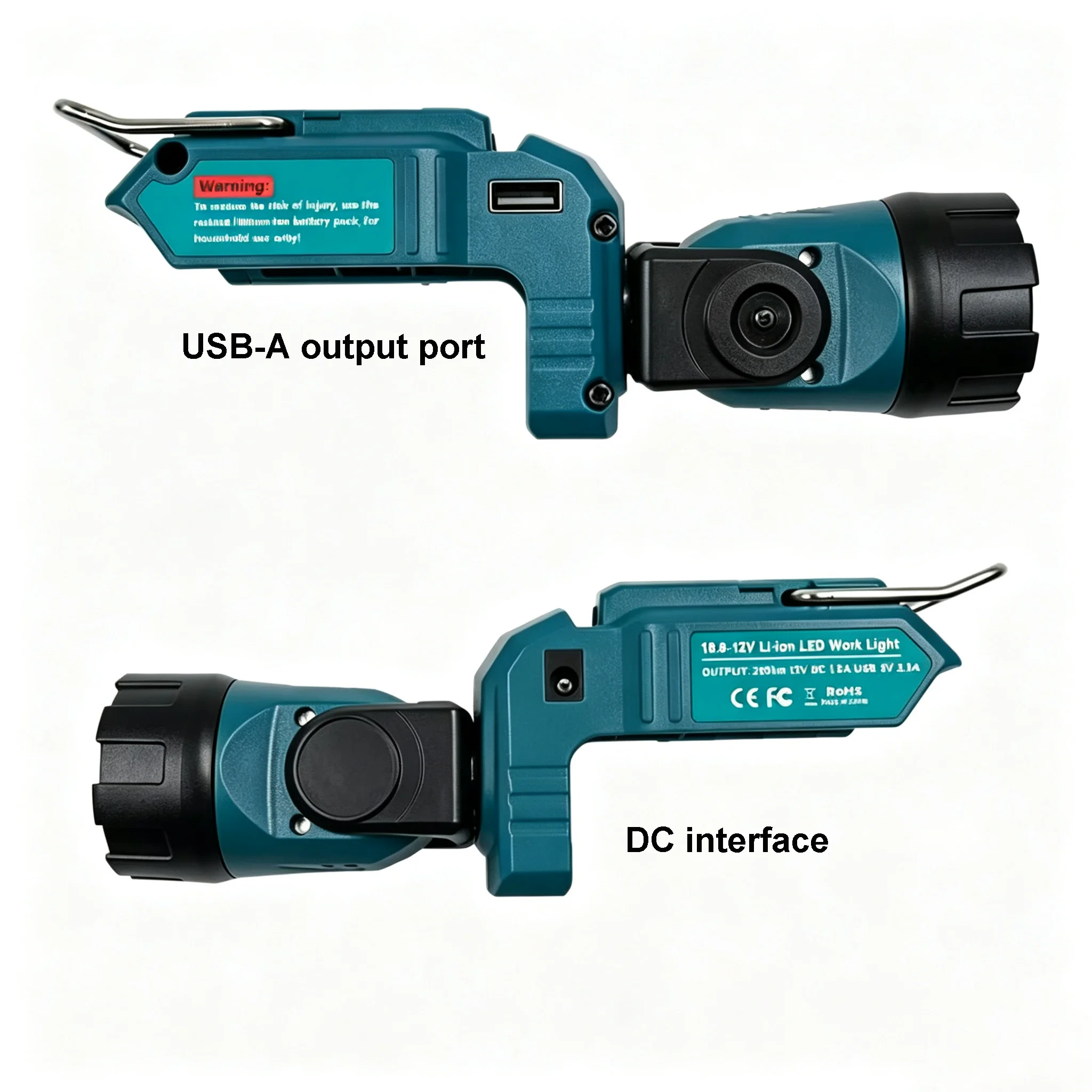 LED Warning Light USB Charger Portable Spotlight Work Lamp Flashlight for Makita BL1021 BL1041 10.8V 12V Li-ion Battery Blue