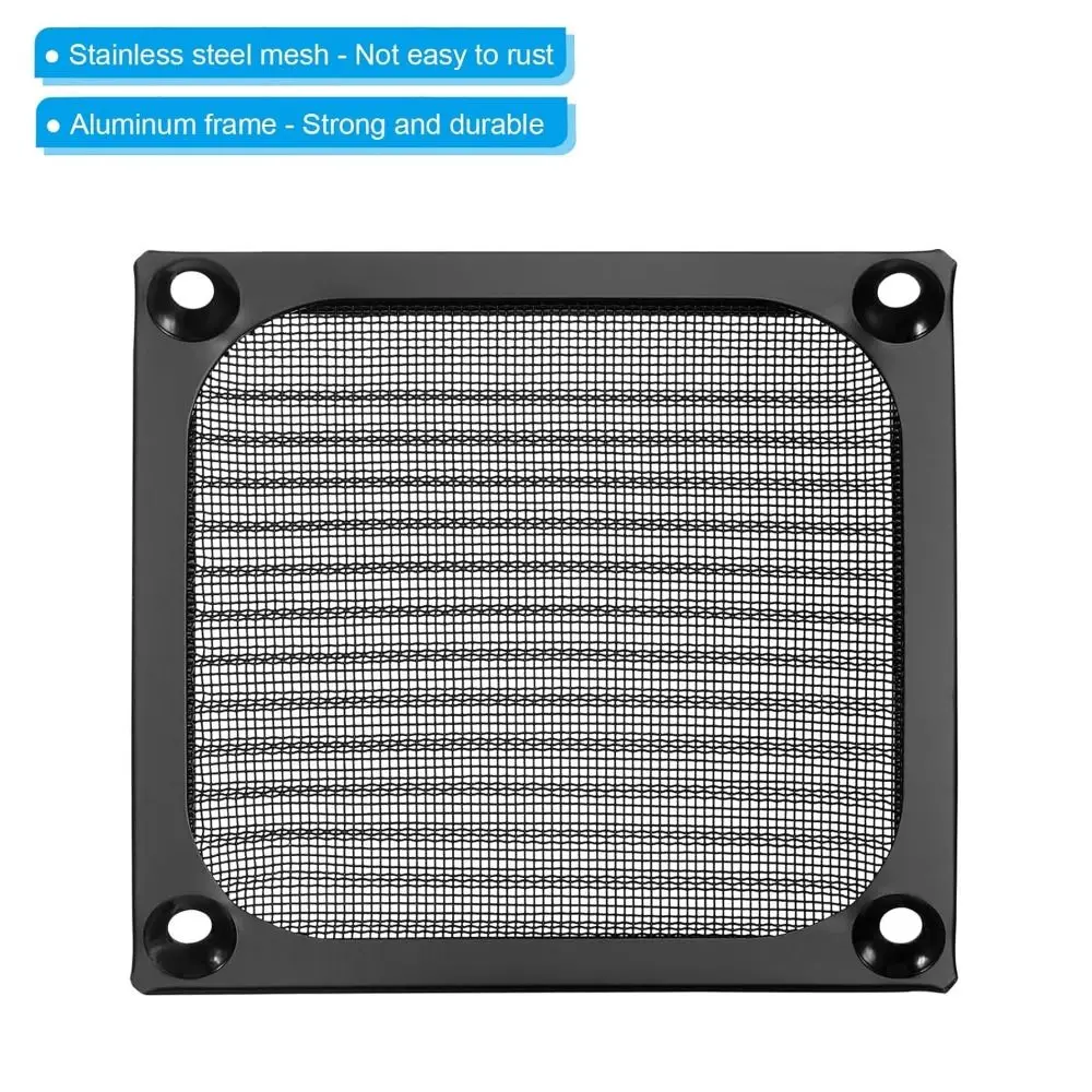 Mesh Cover Anti Rust Computer Fan Filter Grills Aluminum Silver Black Dust Filter Cover with Screws Dust Cover Computer Cooling