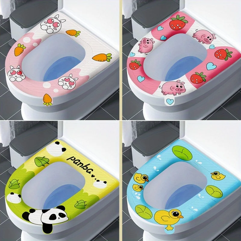 Cute Soft Silicone Toilet Seat Cover Washable Reusable Warm Toilet Pads Suitable for Toilet Rings of Different Shapes