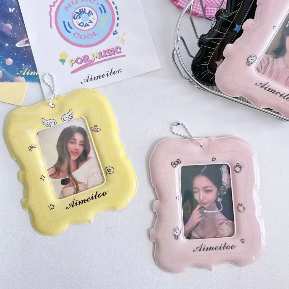 لطيف 3 بوصة المعبود Photocard حامل صورة عرض Kpop صور بطاقة حالة PVC مع حامل بطاقة سلسلة #5