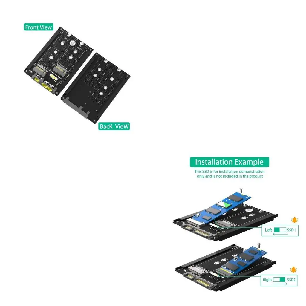

652F Внешний двойной двойной клавиш M.2 B к 2,5 дюйма SATA3.0 Адаптерный корпус для 2230 2242 2260 2280 м.2 SATA3.0 SSDS SSDS