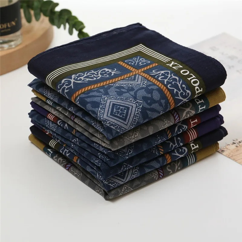 

3Pcs 43x43cm 100% Cotton Printed Men Pocket Handkerchiefs Vintage Retro Thin Absorbent Wiping Hand Towel