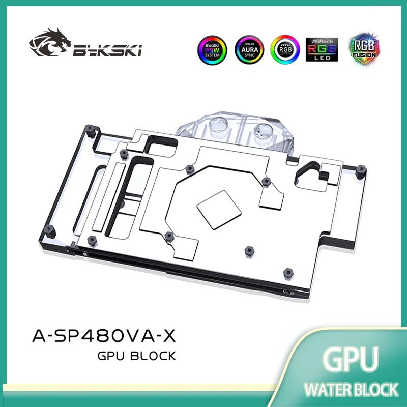 사파이어 펄스 RX580 8GD5 (11265-05-20G) / 풀 커버 그래픽 카드 비디오 카드 블록 RGB A-SP48OVA-X용 BYKSKI 워터 블록