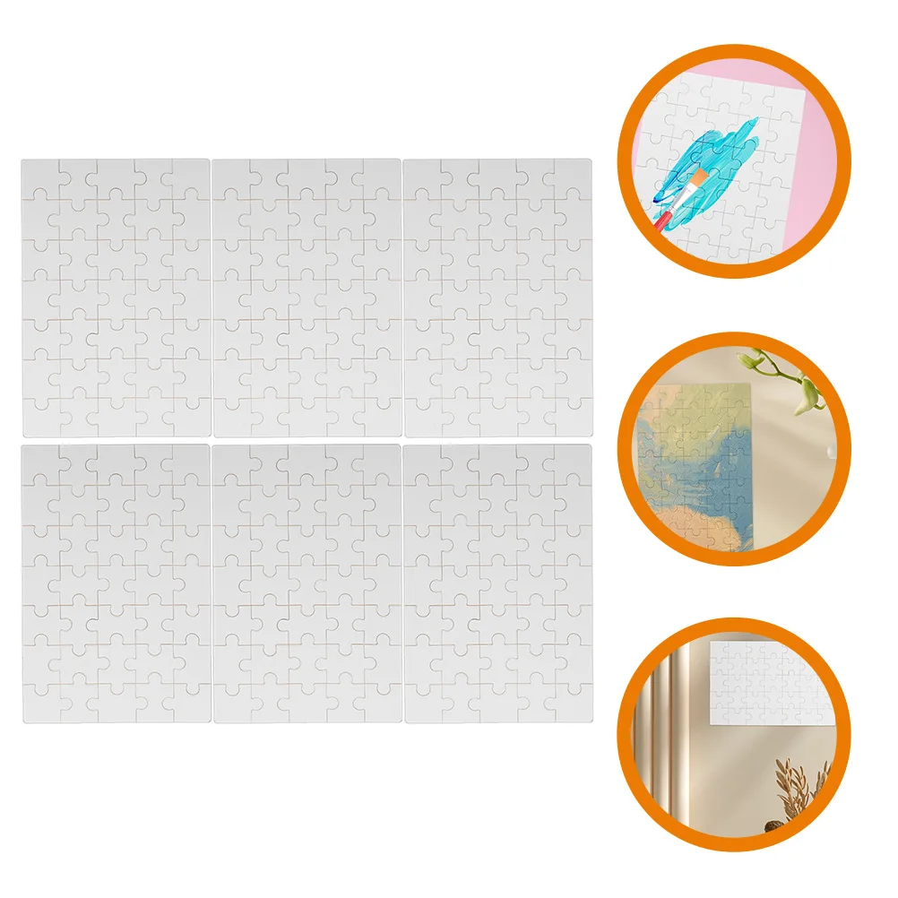 DIY leeres Puzzle, 6 Blatt Sublimation, Holzpuzzle, Rohlinge, Kinderhandwerk, Wärmeübertragung, Puzzleteile für Puzzlespiele