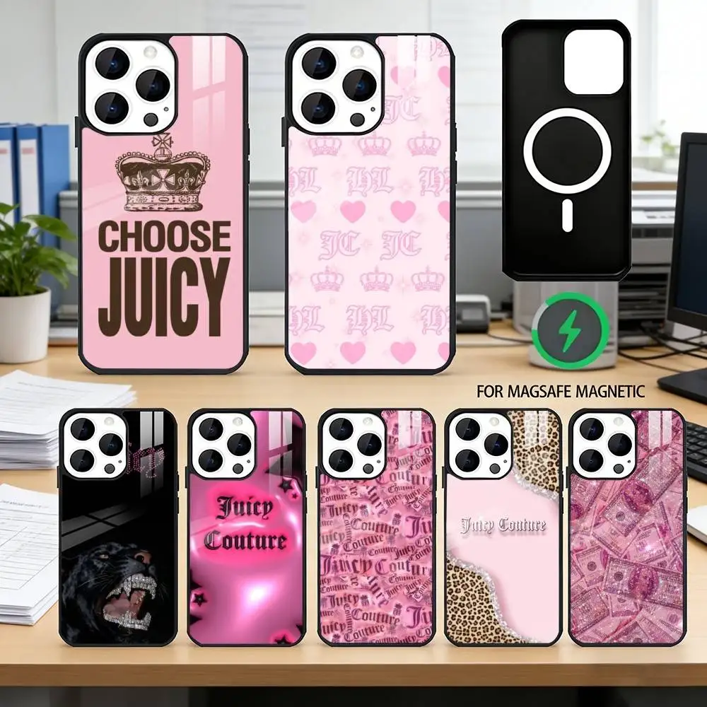 

J-Juicy C-Couture Phone Case For iPhone17,16,15,14,13,12,11 Plus,Pro Magnetic For Magsafe Wireless Charging