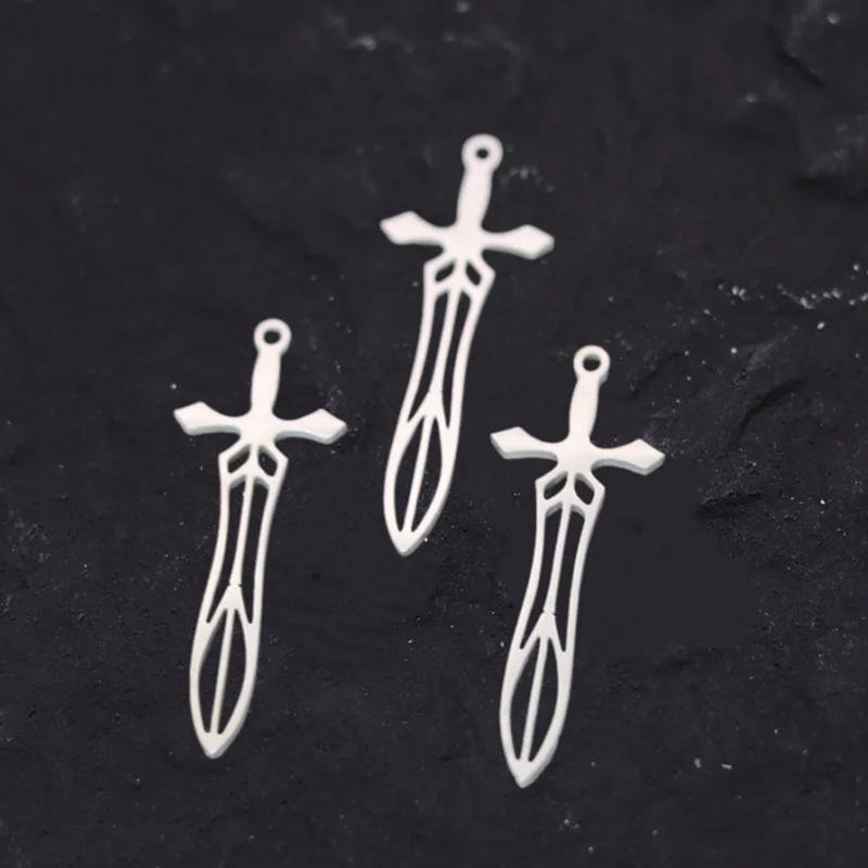 3pcs DIY Amulet Line Cross Sword Stainless Steel Pendant Charms for Jewelry Making Craft Tassels Earrings Necklace Accessories