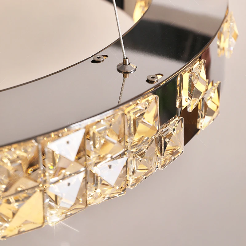 

Modern Luxury Art Crystal Pendant Lights Bedroom Dinning Living Room Ceiling Chandelie Lighting Room Decor Gold Led Ring Lamps