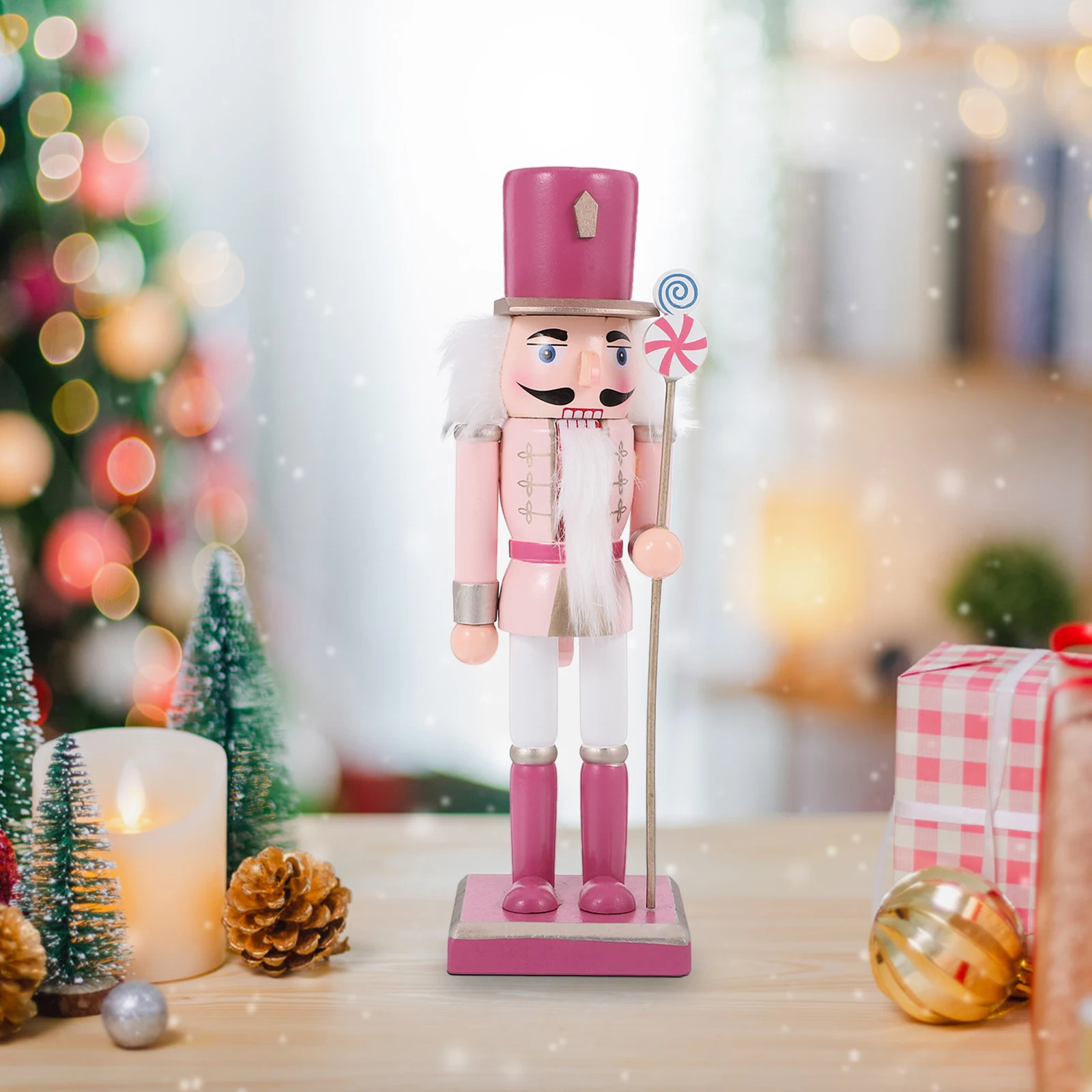 

1pcs Cute Cartoon Wooden Nutcracker Decoration Christmas Festival Soldier Craft Desktop Ornament Reusable Bright Room Decor