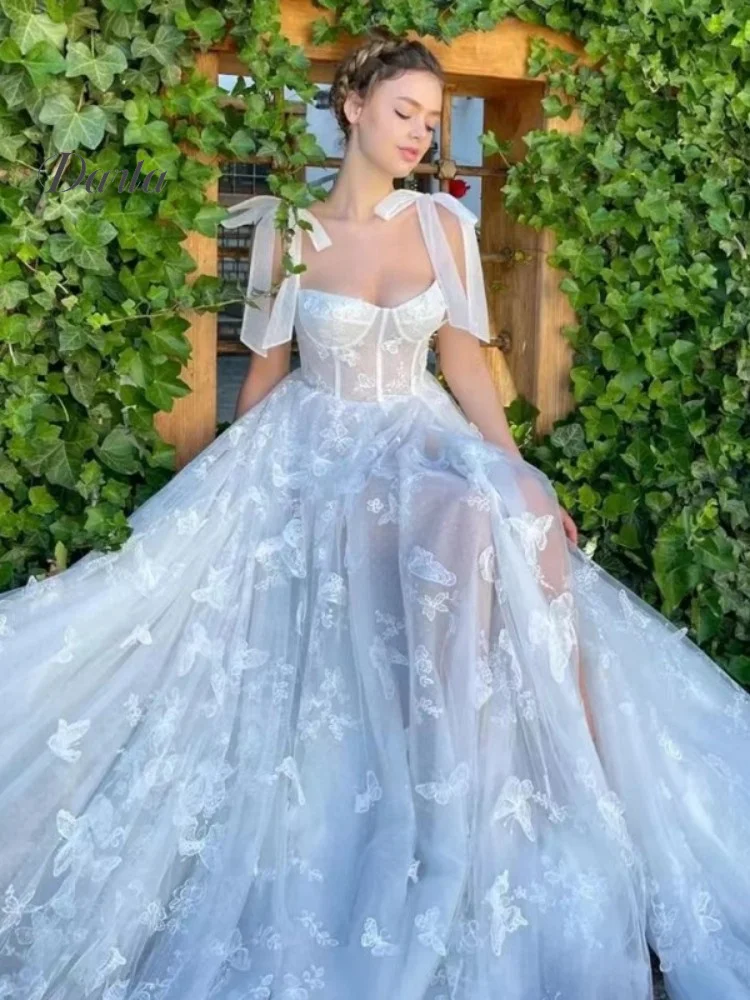 Klassische Spitze Tüll eine Linie Brautkleid Schatz lange Kleider Blumen druck Stickerei elegante Braut Kleid nach Maß