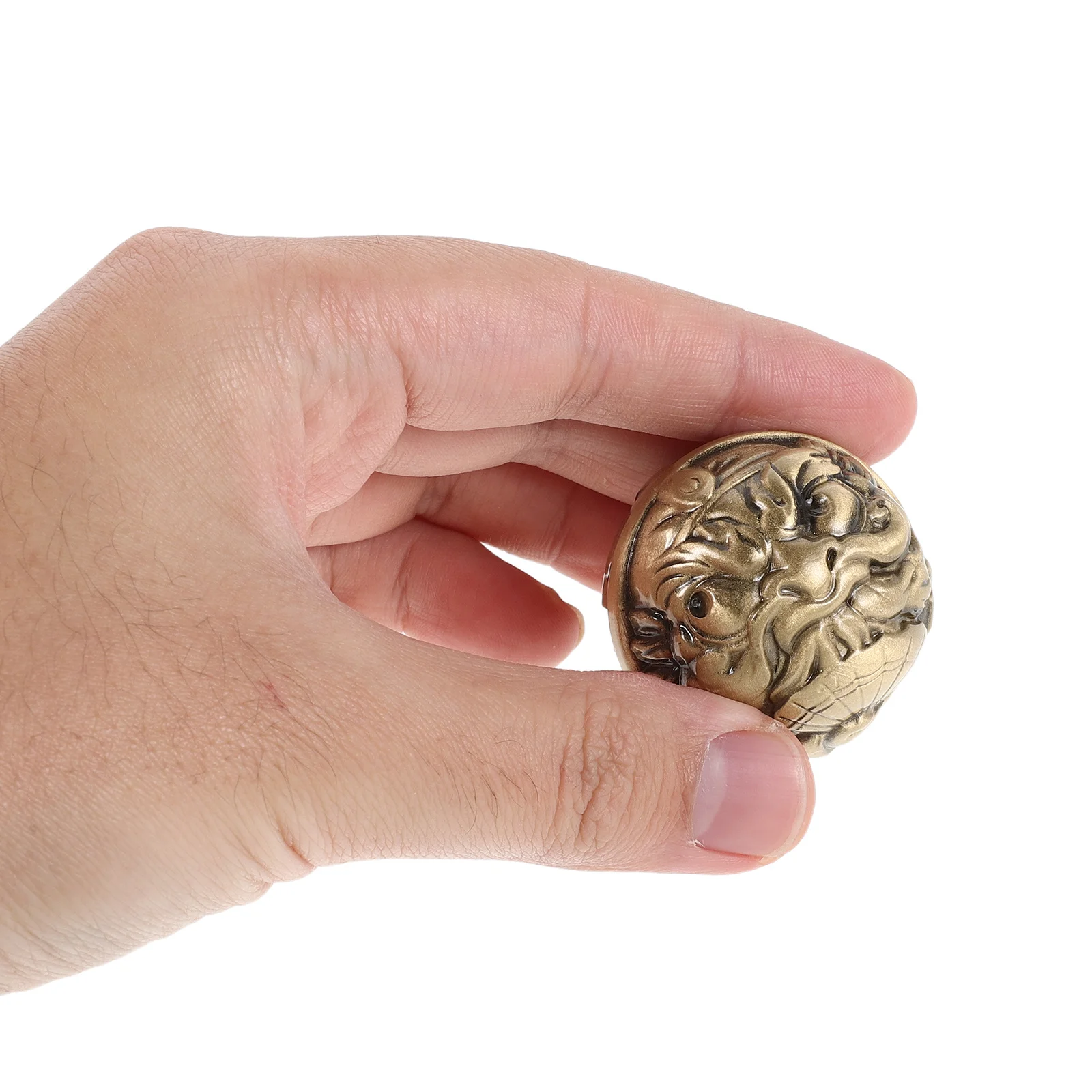 

1Pair Embossed Brass Baoding Balls 38Mm Intricate Six-Sided Design Hand Exercise Balls for Strength and Stress Relief Grip