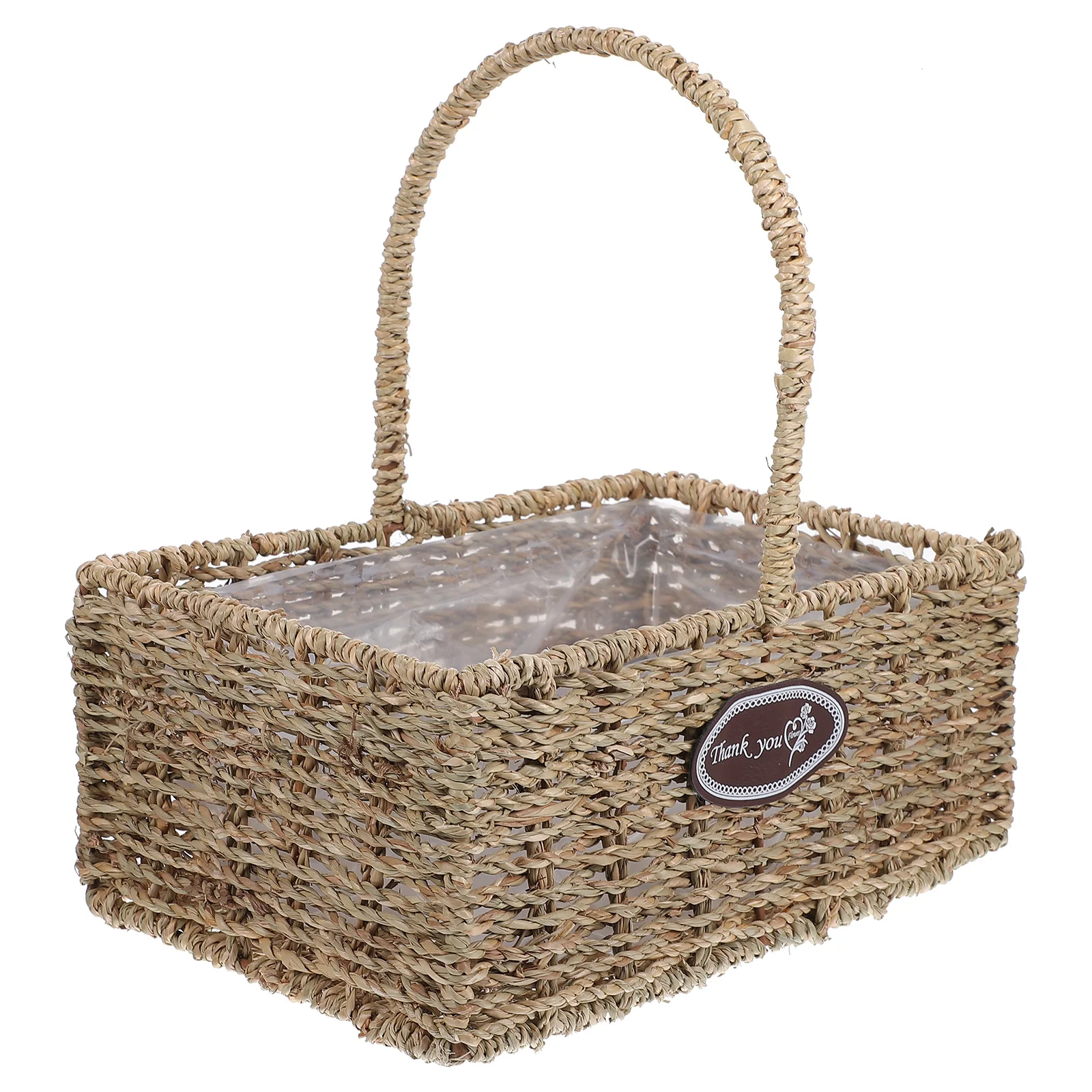 

Straw Rope Weaving Flower Basket Handmade Hanging Floral Decor Planter Basket Single-Deck Indoor Outdoor Home Garden