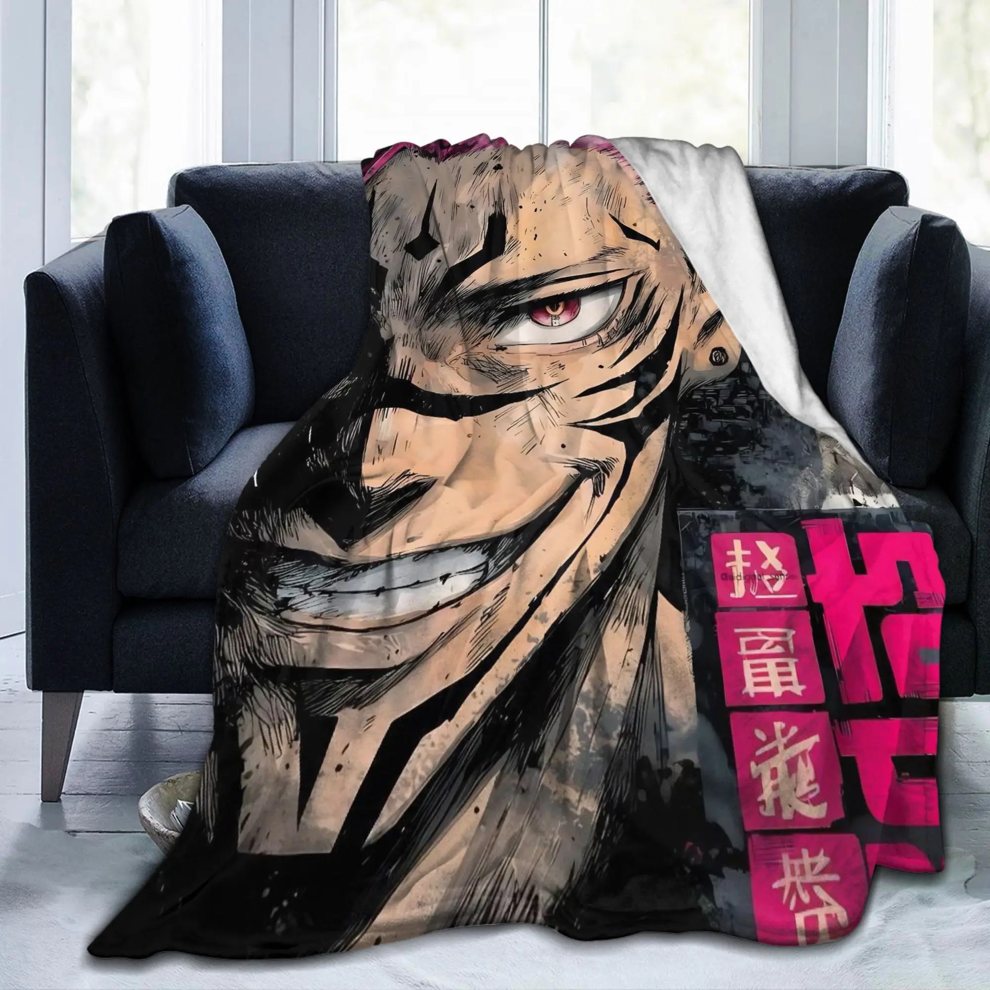 Sukuna Ryomen Jujutsu Kaisen بطانية الفانيلا المطبوعة متعددة الوظائف فائقة النعومة رمي البطانيات ل أريكة السفر المفارش #6