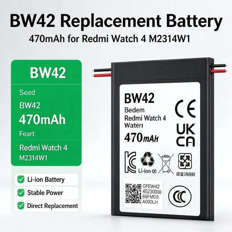 Battery BW42 M2314W1 470mAh Lithium Polymer Battery for Xiaomi Redmi Watch 4, Repair Spare Part To Replace Old Battery