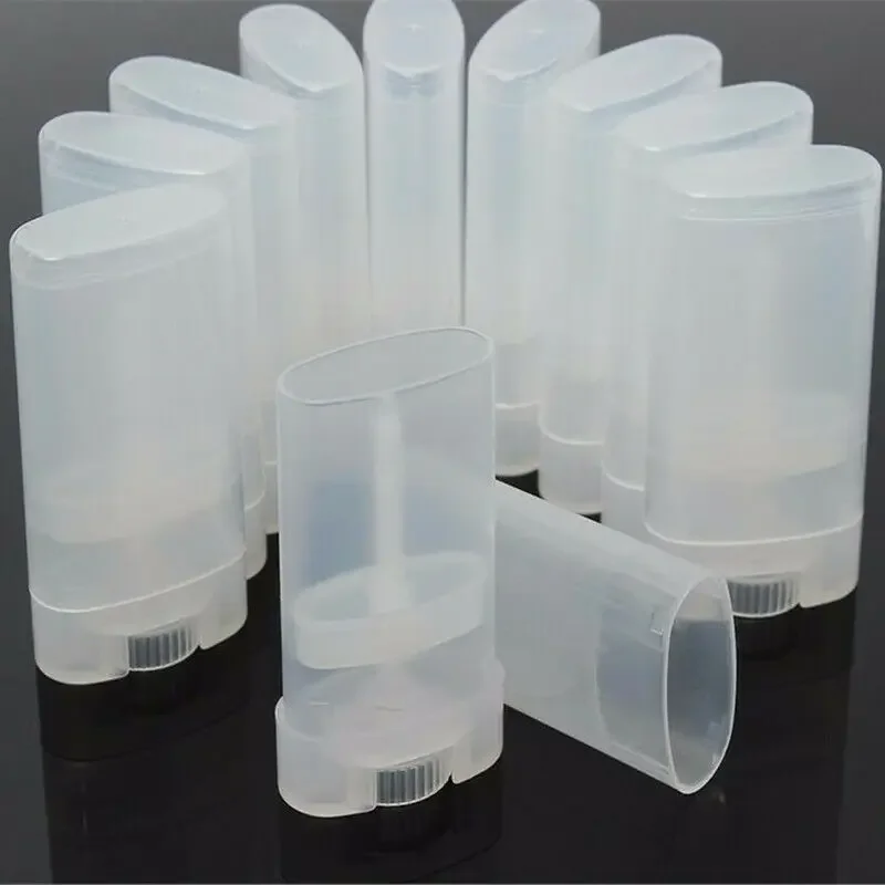 10pcs x 15g DIY Clear White Empty Oval Flat Tubes Deodorant Lip Balm Container Pots Lip Gloss Refillable Travel Bottles