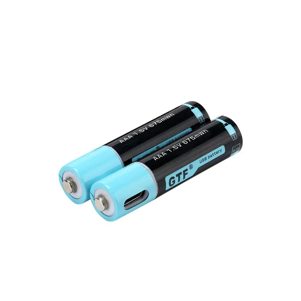 GTF high capacity 1.5V 450mAh AAA li-ion Battery 675mwh li-polymer with rechargeable lithium usb battery + Type-C USB cable