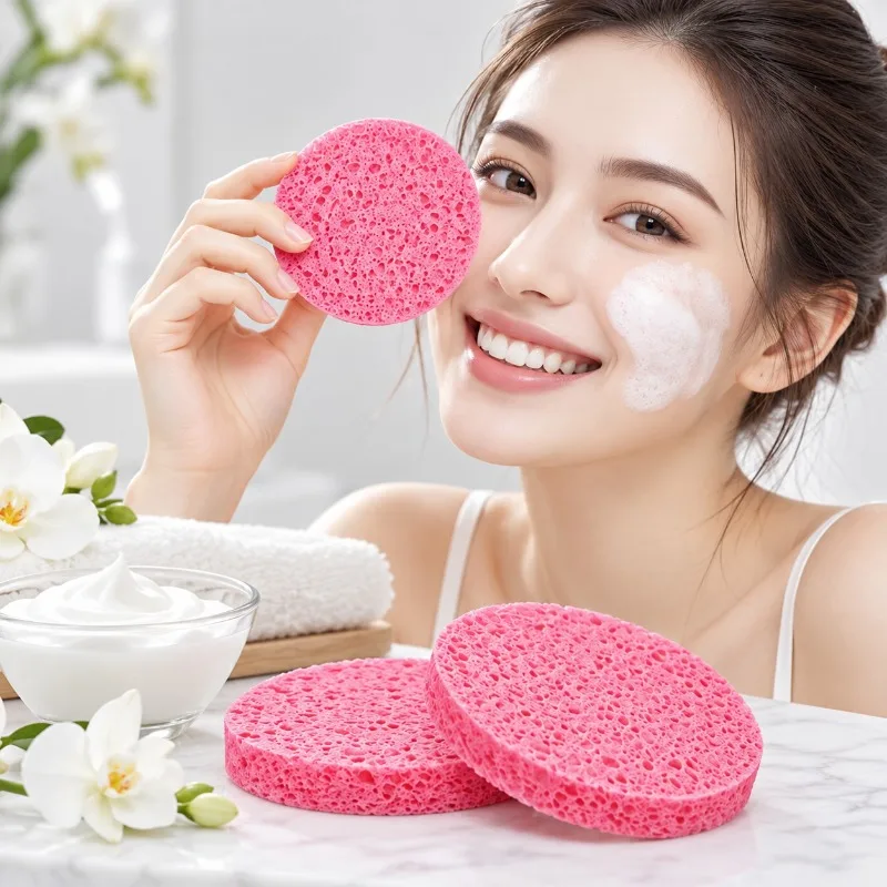 5/10PCS Reusable Facial Cleansing Sponges Round Makeup Remover Pads Face Wash Exfoliating Sponge for Skin Care Beauty Tools view 5