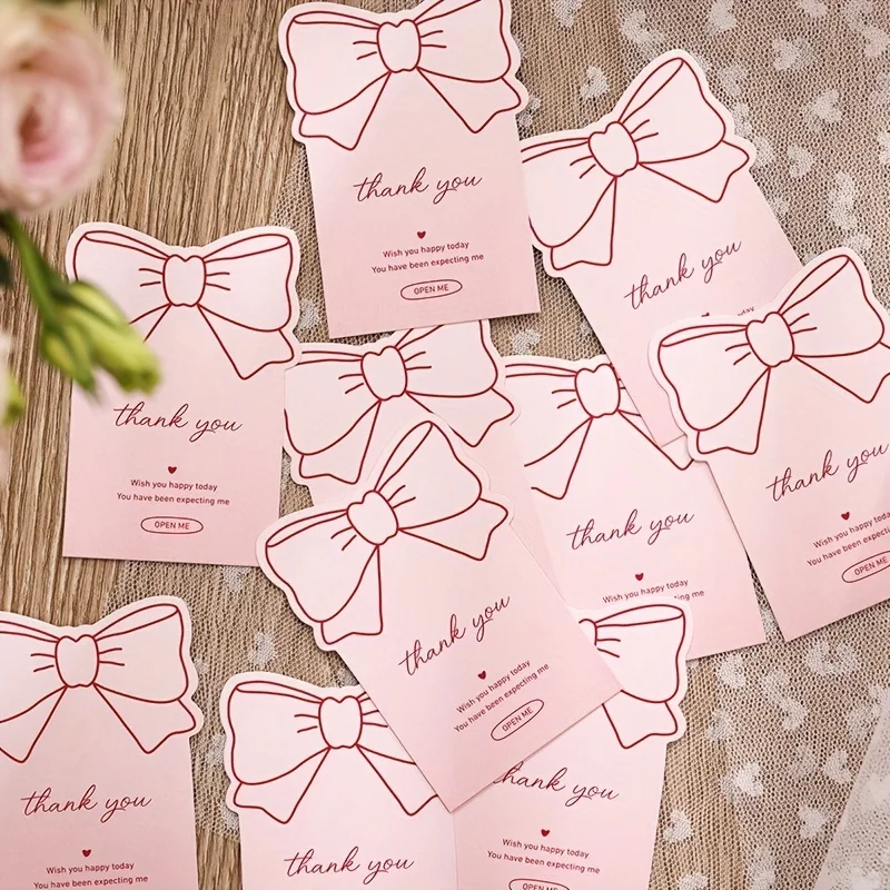Original Cute Bow Postcard Gift Greeting Card Decorative Stickers Gift Box Sealing Paste Adhesive Label