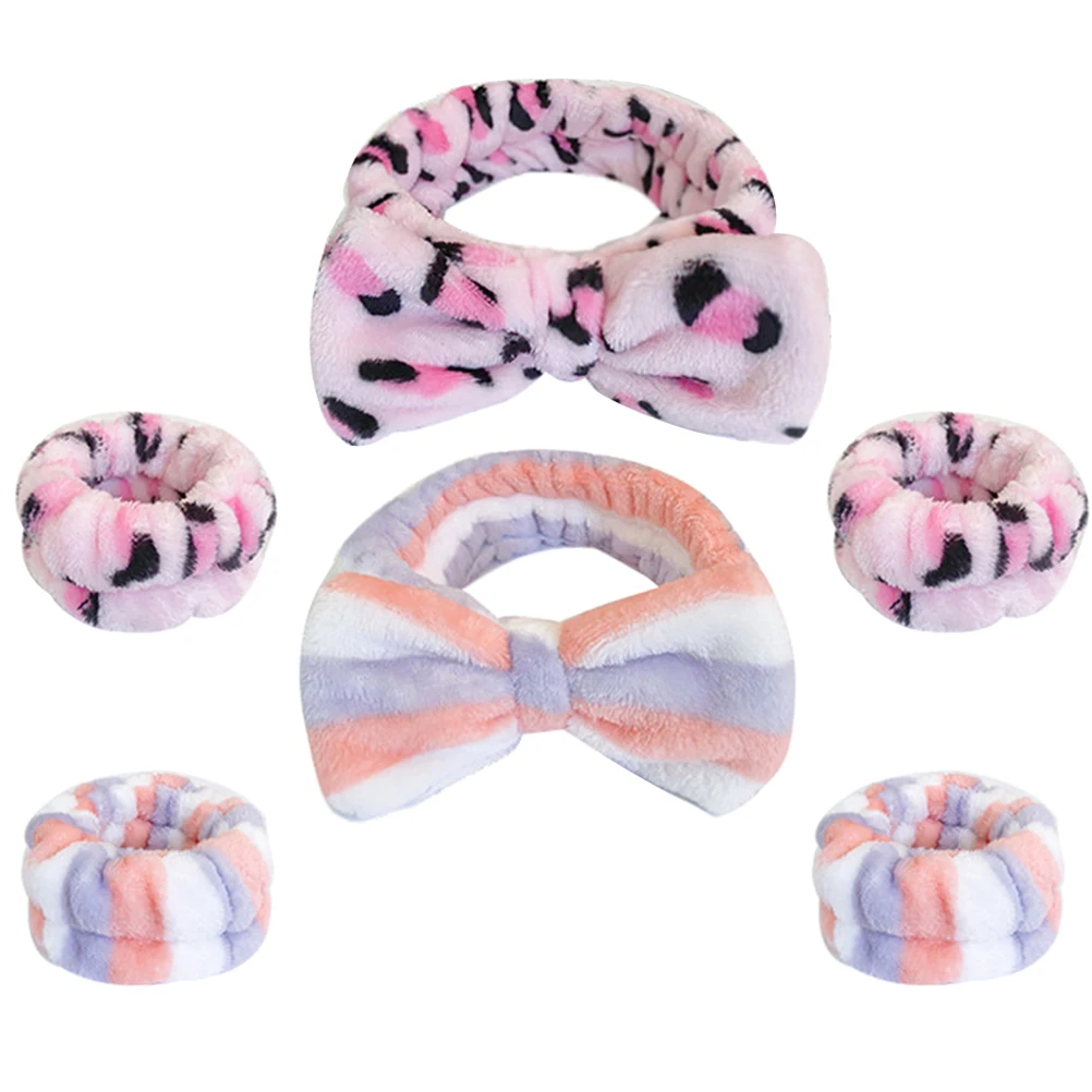 

Hair Band Wristband Set Skincare Headband Face Washing Spa Adult Fabric Bowknot Cuff Comfortable Makeup Accessories Hair