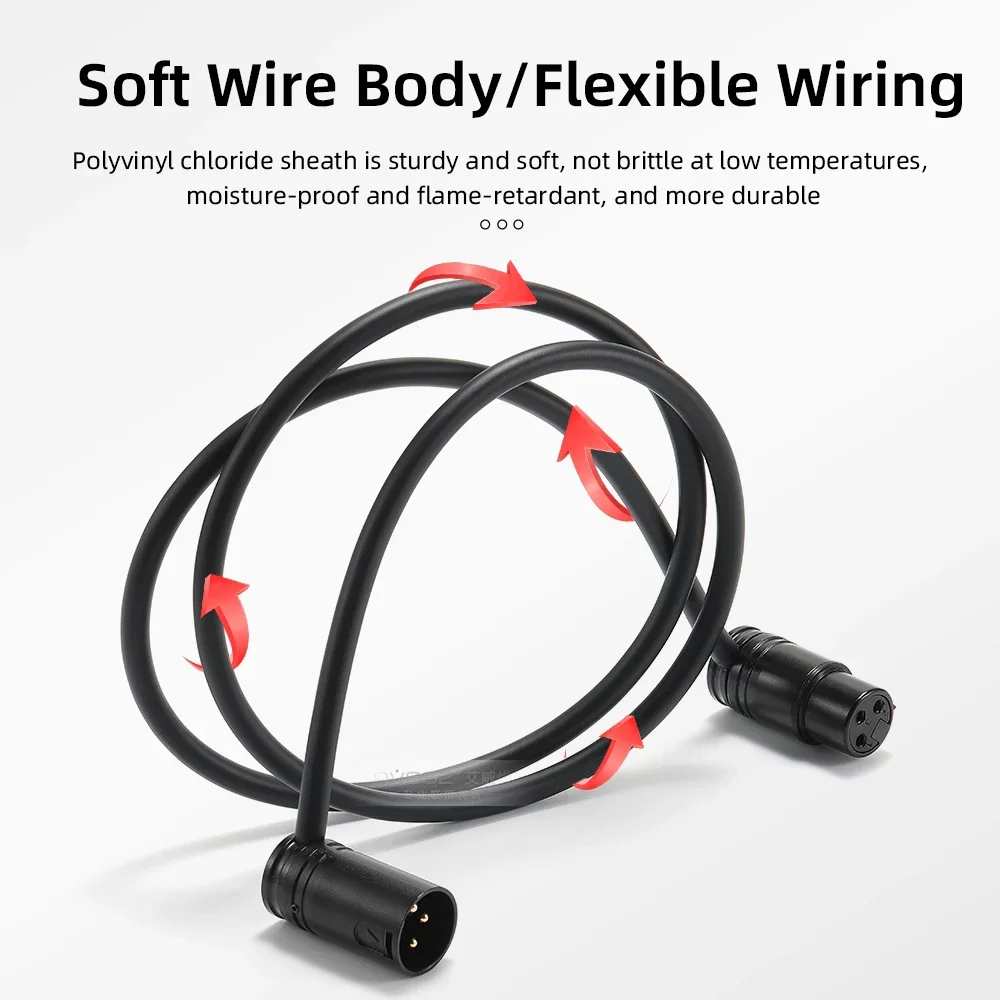 XLR Low profile 3 Pin XLR Connector Cable Right Angle L Shape Plug Microphone Mixer Amp Professional Audio Line Male to Female