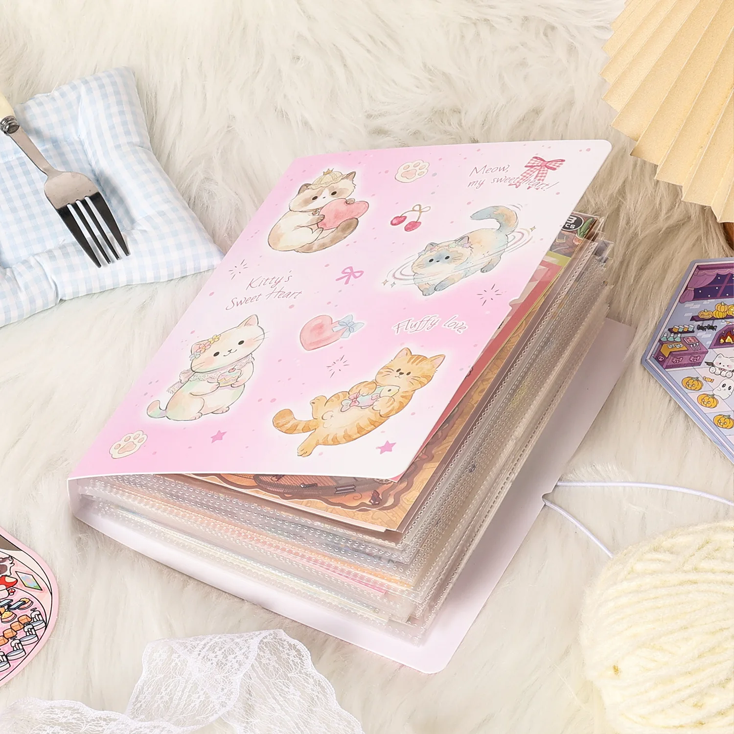 Cartoon Pet Themed Album Storage Binder, DIY Memory Book Organizer for Journal Scrapbooking