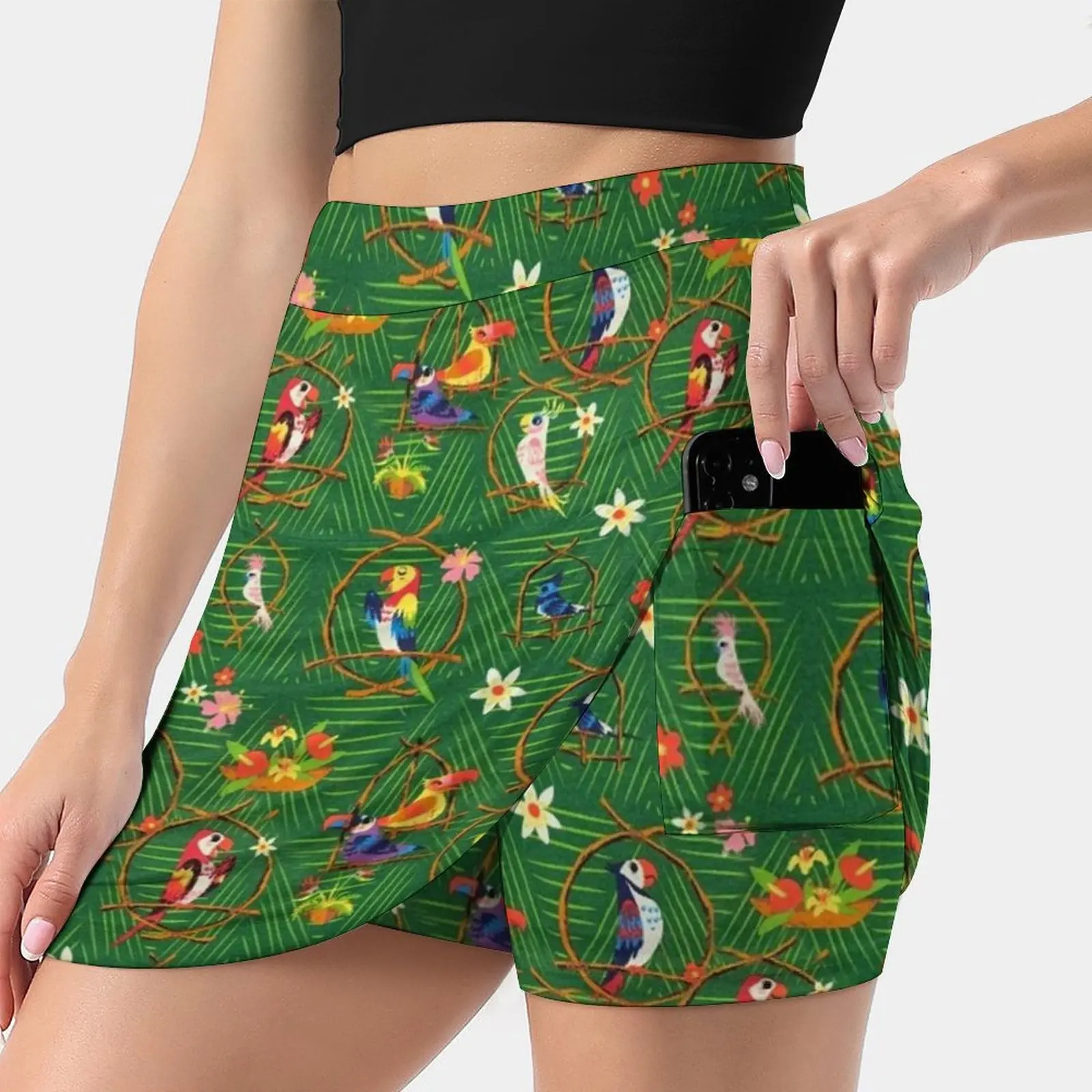 Enchanted Tiki Room Women's skirt With Hide Pocket Tennis Skirt Golf Skirts Badminton Skirts Running skirts Mine Train Jewels