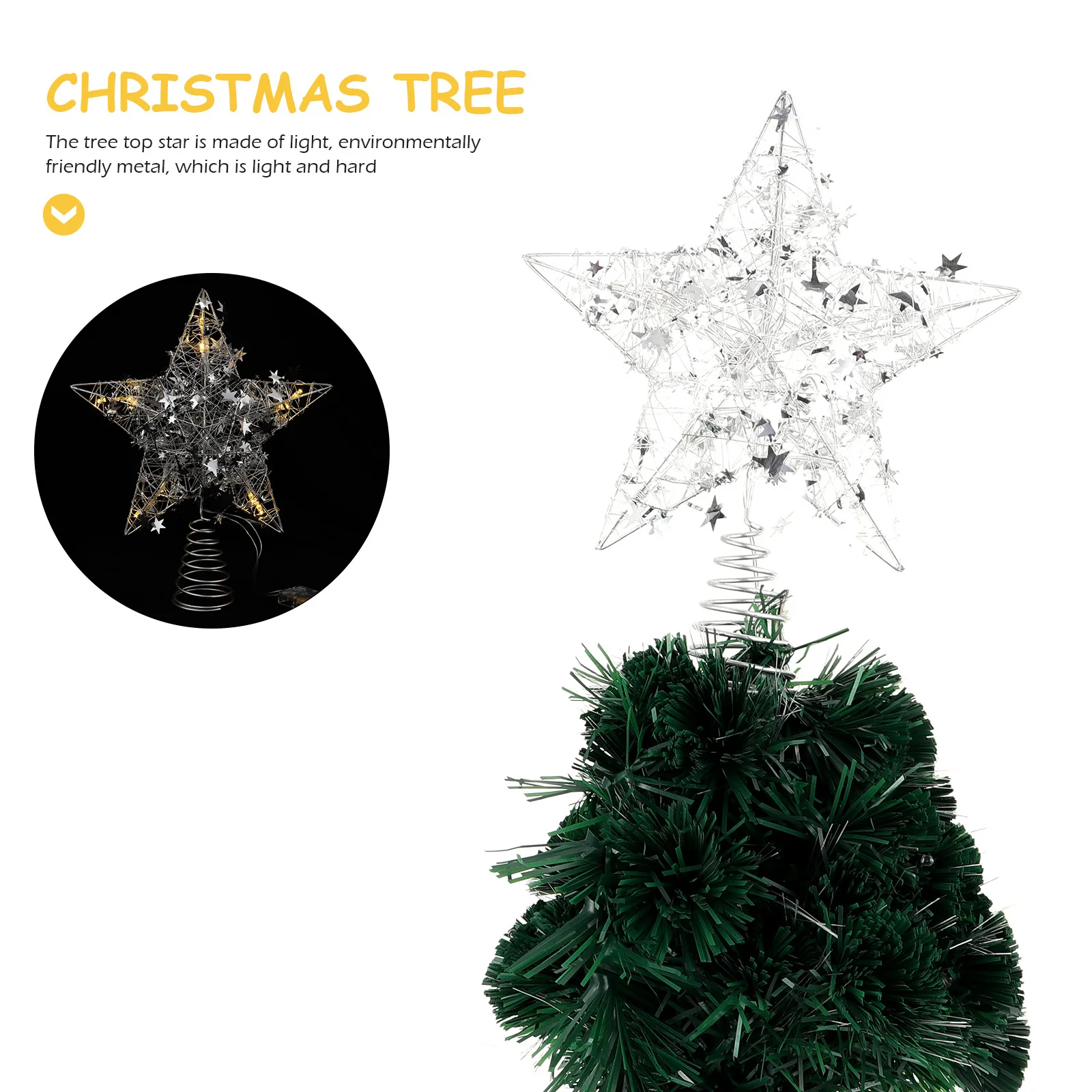 قطعة واحدة من زينة نجمة عيد الميلاد المضيئة، ديكور أنيق على شكل شجرة لاستخدام الحفلات الاحتفالية لشجرة عيد الميلاد