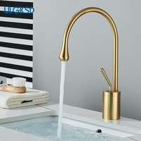 ULGKSD Basin Faucet Hot&Cold Water Mixer Tap Brass Deck Mounted Crane Kitchen Basin Sink Tap Mixer Single Handle Bathroom Tap