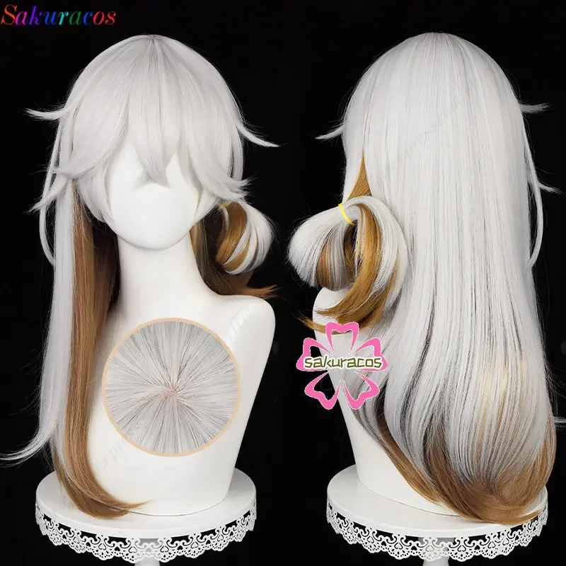 

Game Reverse 1999 Medicine Pocket Cosplay Wig Silver Whited Brown Mixed Gradient 60cm Heat Resistant Halloween Role Play Wigs