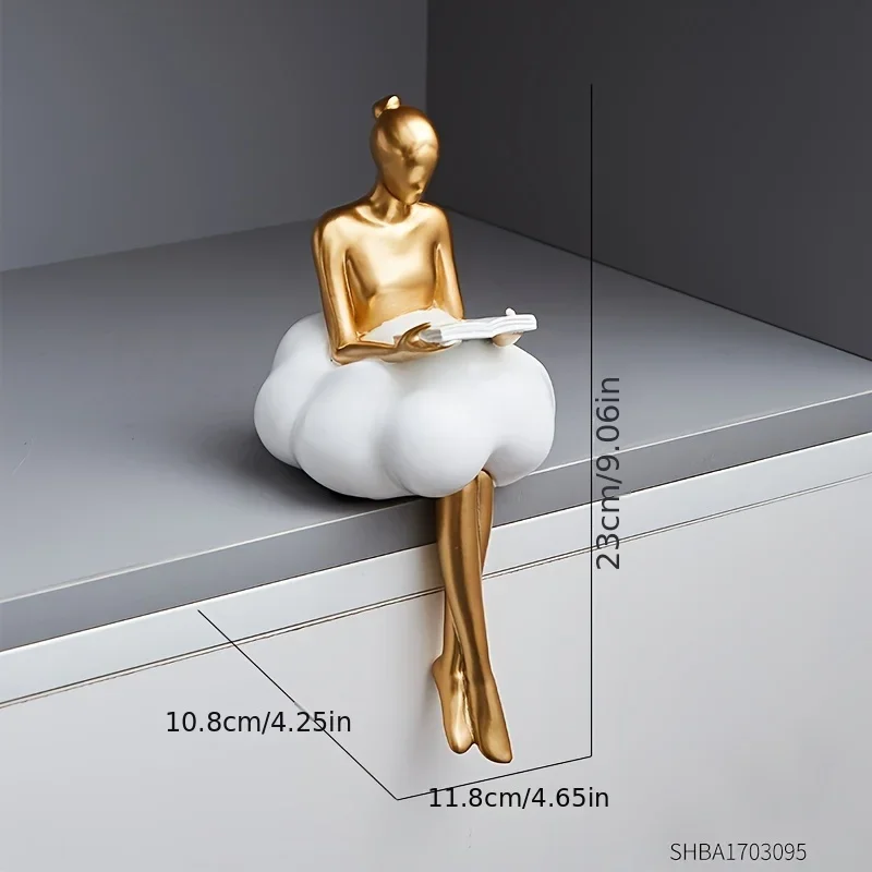 Cloud Girl Sculpture Abstract Art Figure Statue Modern Table Decoration Home Luxury Room Decor Aesthetic Design Figurine Crafts view 6