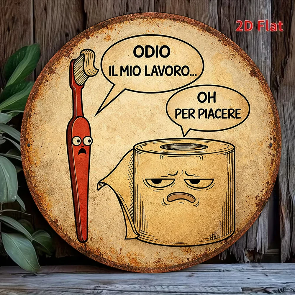 2D Flat - 1pc 8*8In/20X20Cm 2D Flat Round Sign, Vintage Decorative Plaque about "I Hate My Job", "Please Don'T Do That" Decora