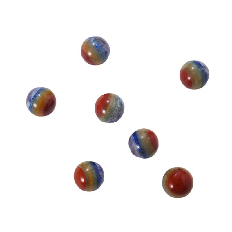 1 Buah Kristal Alami Tujuh Bola Chakra Tangan DIY Batu Permata Dipoles Kristal Penyembuhan Reiki 7 Batu Chakra (16Mm)