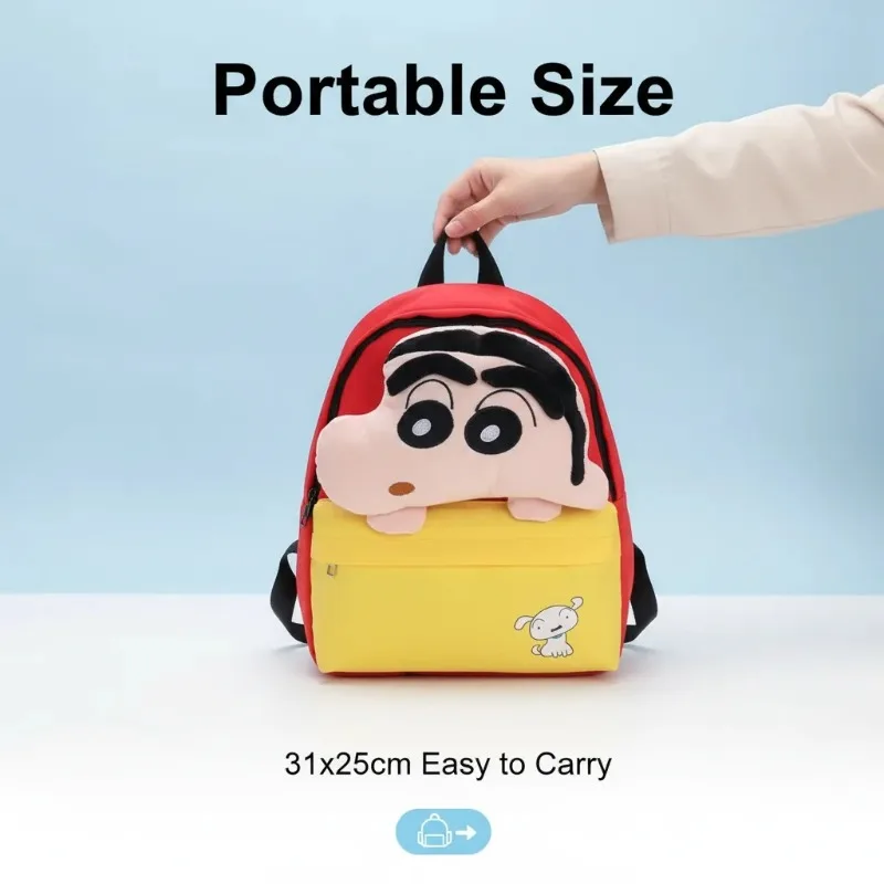 Linda Mochila de Peluche de Crayon Shinchan para Niños, Bolsa Escolar de Dibujos Animados en 3D, Mochila Ligera, Linda Mochila de Anime para Regalo