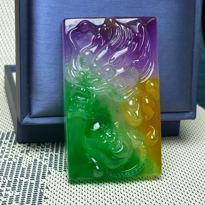 

Natural High-ice Quartzite Jade Dragon-descending Arhat Pendant Necklace, Exquisite Fashion