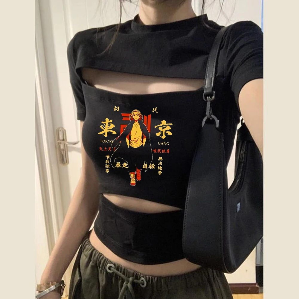 Tokyo Ghoul crop top ladies clearance sales kawaii streetwear graphic funny top tees cutecore 2000s harajuku kawaii summer