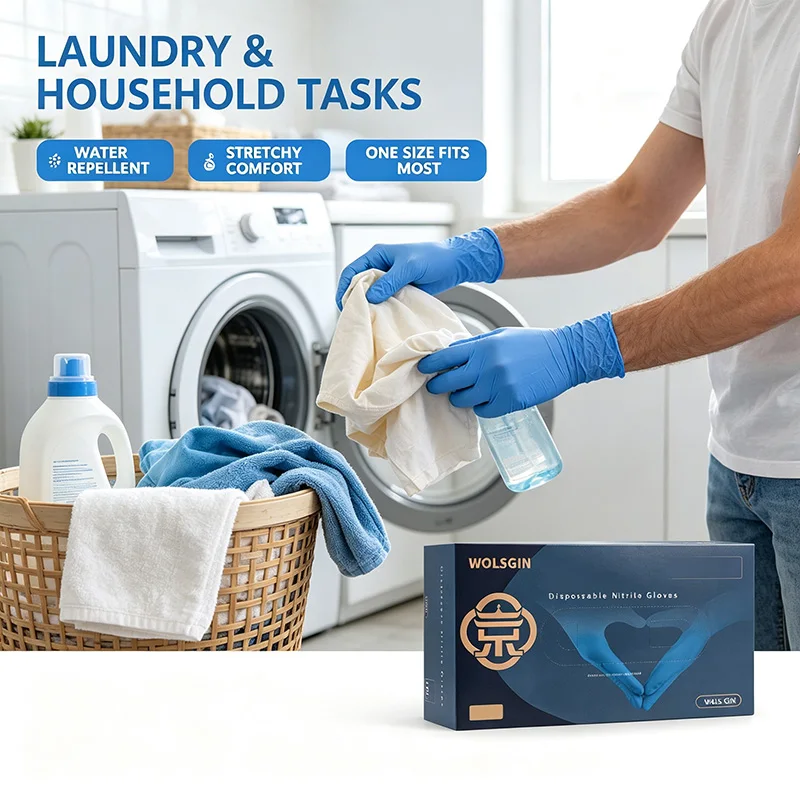 Pack of 20/50/100/200 Disposable Pure Nitrile Gloves, Blue Household Gloves, Durable, Suitable for Everyday Cleaning and Handlin