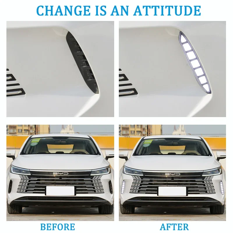 LED DRL For BYD Chazor King 2023 2024 LED Daytime Running Light  Dynamic Turn Signal Waterproof Car 12V Lamp