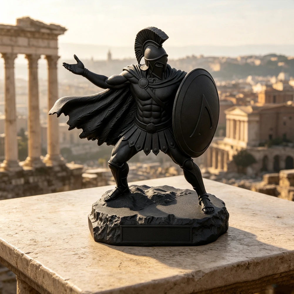 Vintage Spartan Warrior Pen Holder 3D Printed Ancient Greece Soldier Apple Pencil Rack Shield Desk Decor Office Stationery Gift