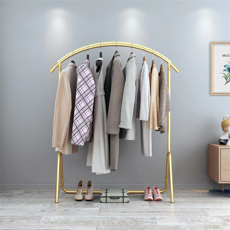 

Nordic Floor Coat Racks Light Luxury Indoor Wrought Iron Clothes Rack Simple Bedroom Clothes Hanger Clothing Store Display Rack