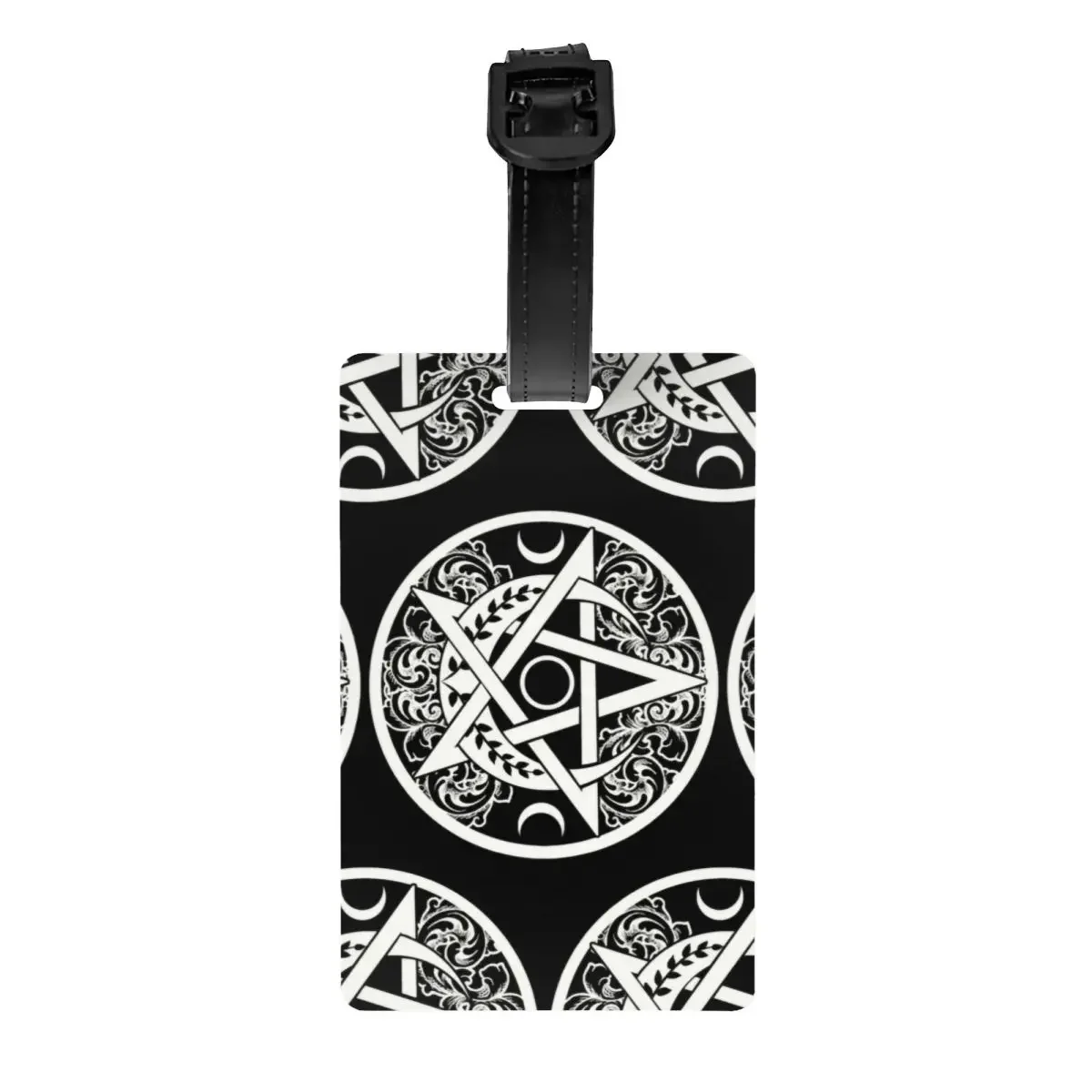 

Custom Pentagram Pentacle Luggage Tag With Name Card Triple Moon Goddess Pagan Wiccan Cover ID Label for Travel Bag Suitcase