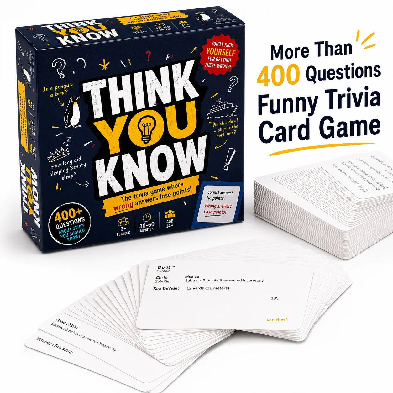 Jeu de cartes de questions amusantes, défi de connaissances quotidiennes, jeu de réflexion pour les fêtes, questions de réflexion rapide, 400 questions, 110 cartes