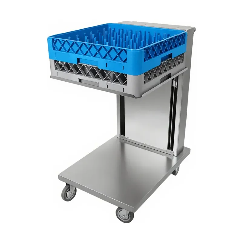 Heavy Duty Stainless Steel Food Service Cart with Auto Lift Shelf for Restaurant Canteen Commercial Kitchen Storage Trolley