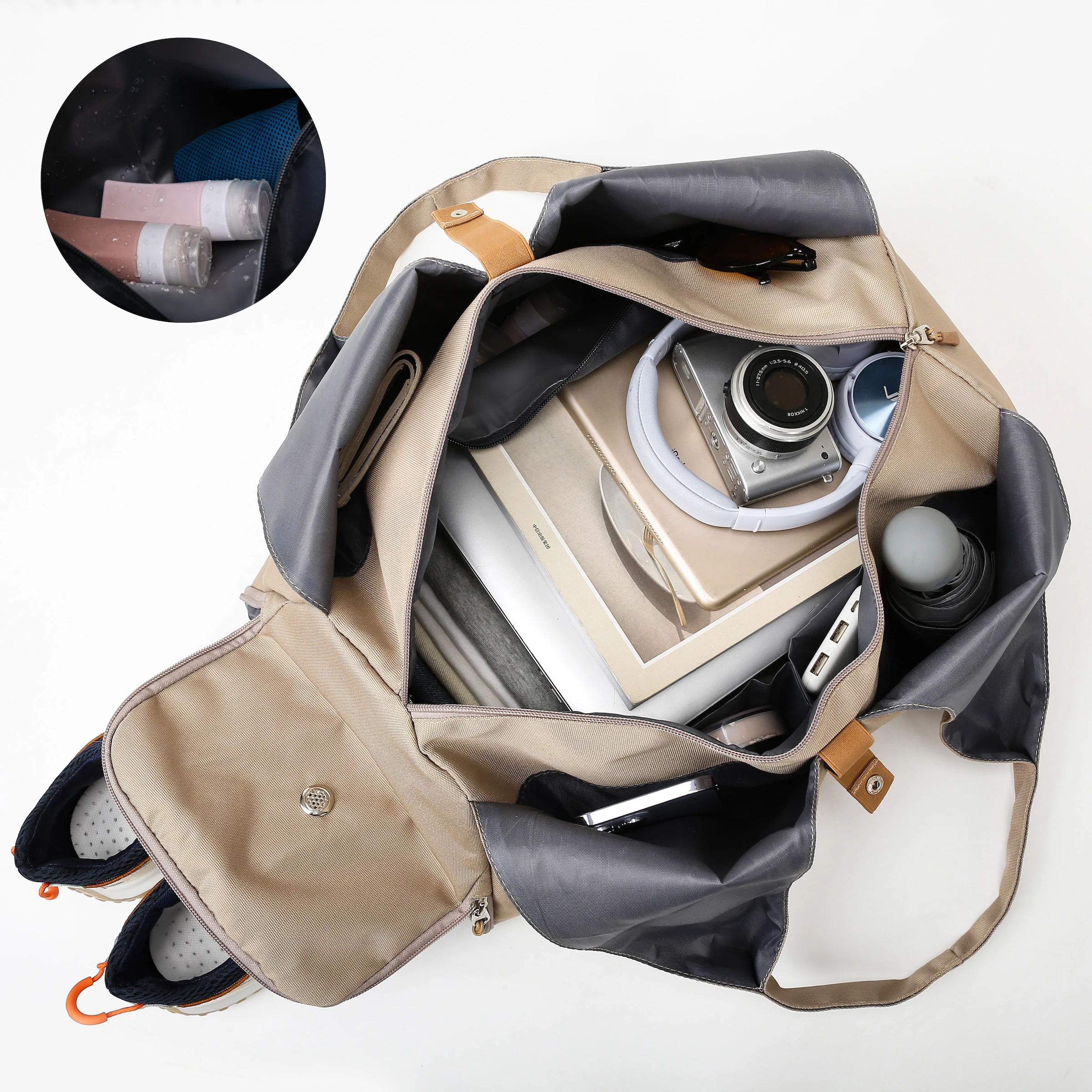 Большая вместительная сумка для йоги, дорожная сумка, спортивная сумка, легкий водонепроницаемый материал, несколько карманов, независимое отделение для обуви, поездка